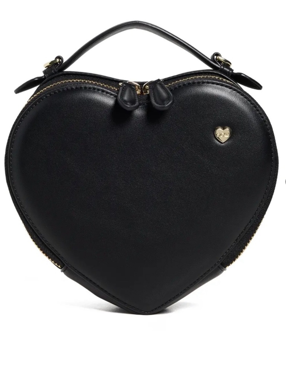 Stoney Clover Lane Black Heart-Shaped Crossbody Bag with Gold Accent